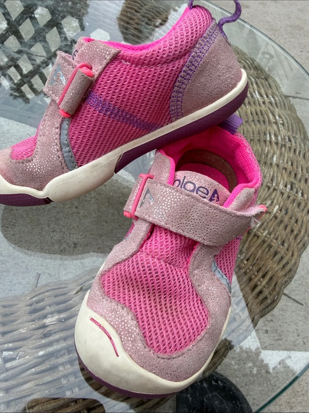 PLAE Kids Pink and Purple Hook-and-Loop Sneakers